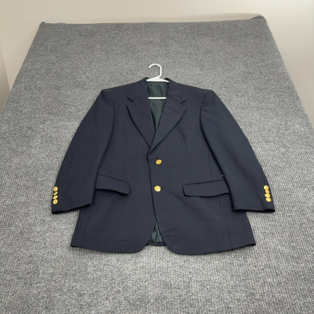 Wimbledon Wimbledon Blazer Men 36S Navy Blue Wool Blend Gold Button Prep Classic